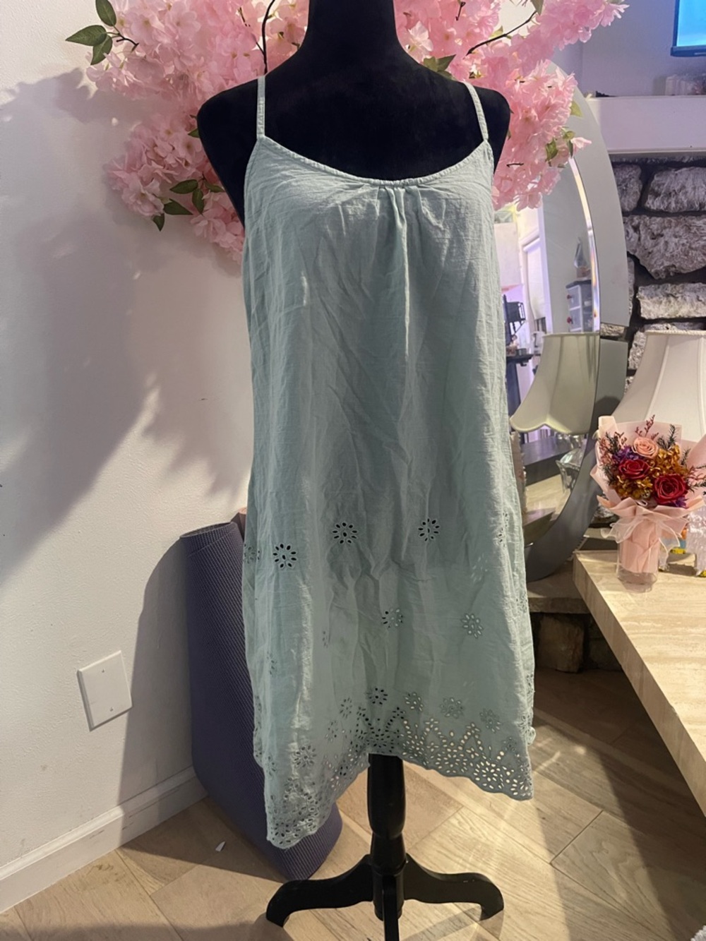 Cost Plus World Market Light Sage Green Slip Top